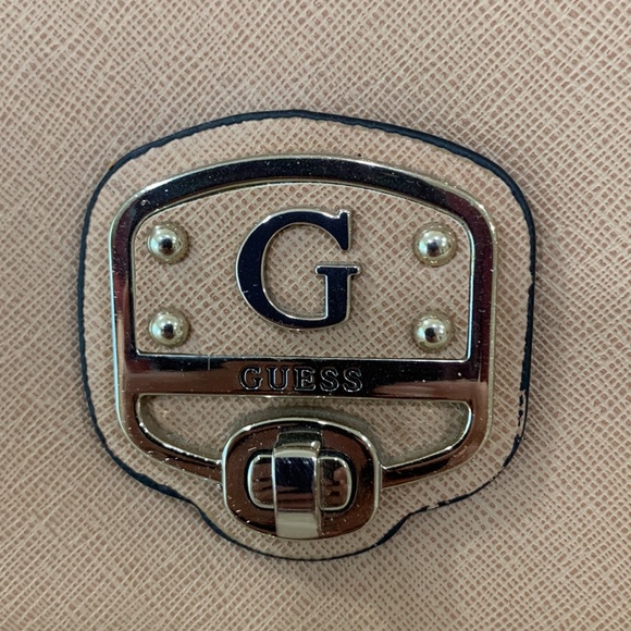 Guess Cream Beige Satchel Purse Handbag with Top Handles Studded Outline - Picture 2 of 15